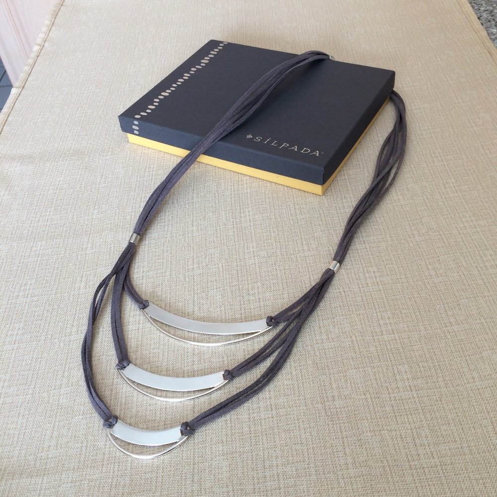 SILPADA LUXE LAYERS STERLING TRIPLE GREY/BLACK SUEDE COMPLIMENTS GALORE …